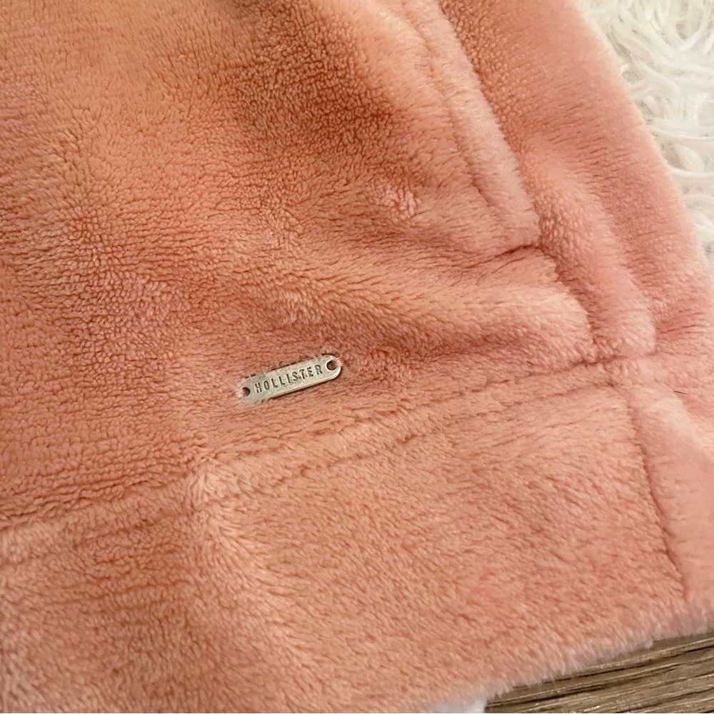 Hollister Faux Fur Half Zip Pullover Blush Pink Fleece Cozy Cropped Med Cozy - Picture 5 of 7